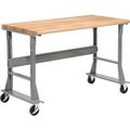 Global Equipment 60 x 30 Mobile Fixed Height Flared Leg Workbench - Maple Safety Edge Gray 183978A